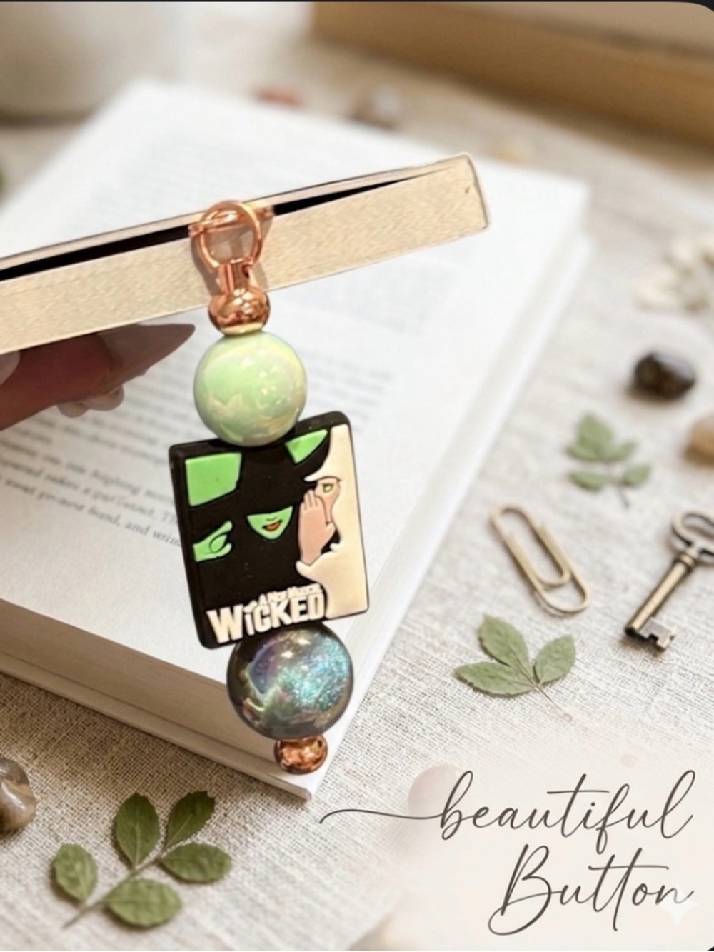 Custom Wicked Musical Enamel & Bead bookmark